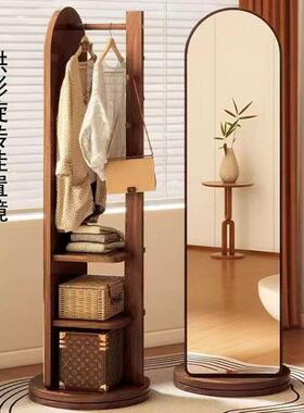 全身镜落地家用卧室试衣镜镜可50171移动穿衣镜挂衣架一体旋北欧