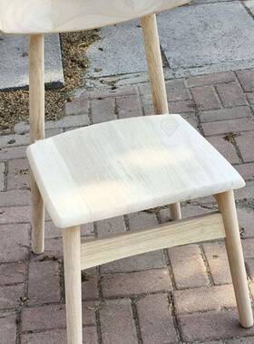 简约ONB代北欧全实木家厅咖现啡厅靠背牛用角蝴蝶温餐莎椅餐椅白