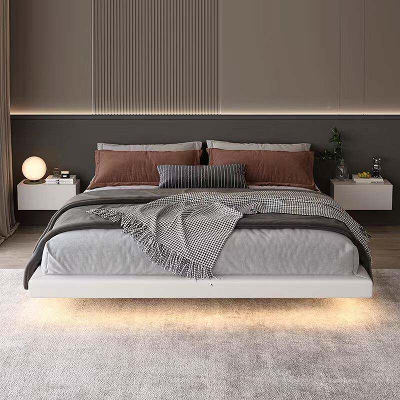 无头悬浮床现代简约主卧双人无靠悬空床齐架奶油背床风小XUX户型