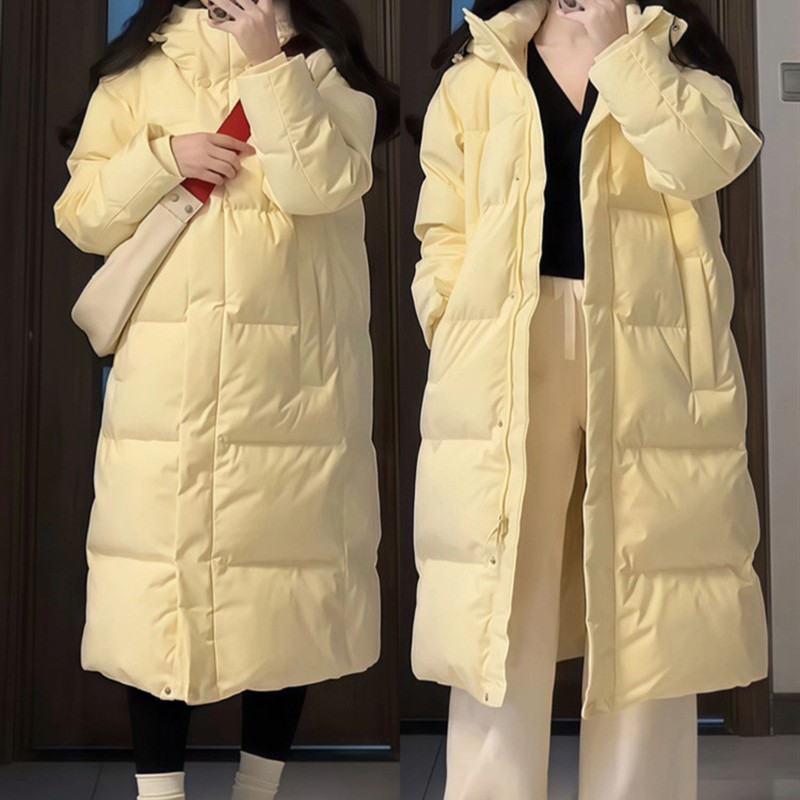 中戏羽绒服女2025冬季新款中长款过膝白鸭绒加厚学院风小个子外套