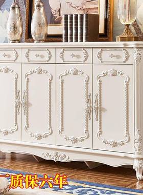 欧式柜白色雕奢华玄门厅柜组装QCL简欧大容量四门鞋关橱客鞋厅实