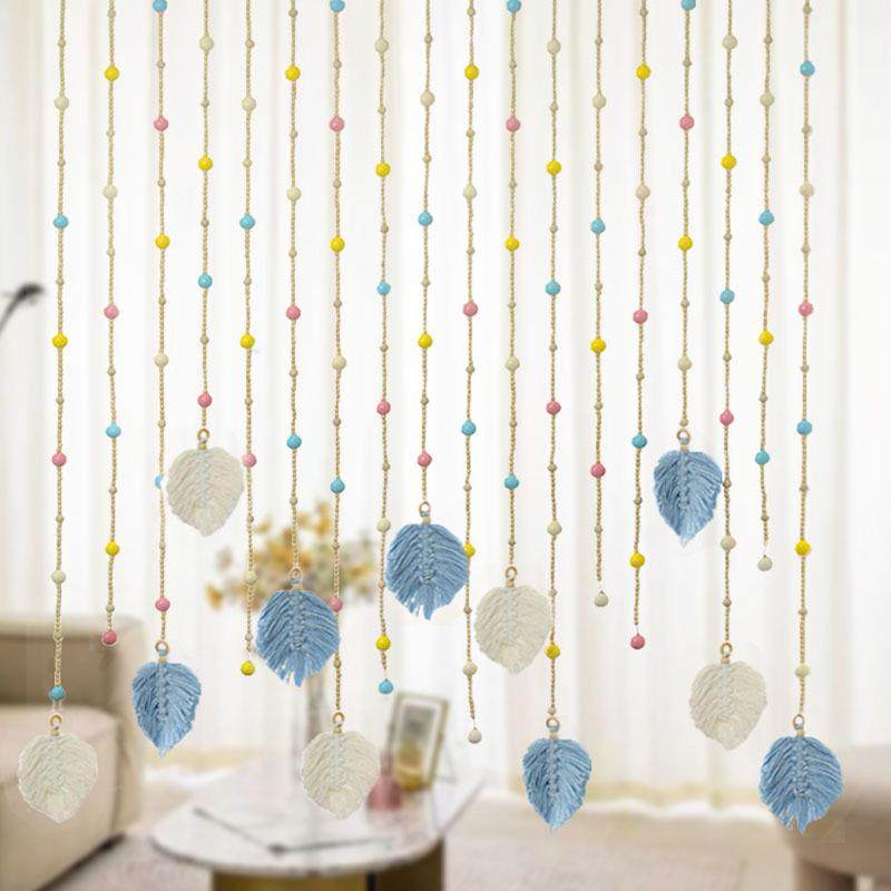 珠隔断玄关卧室帘门木帘T24Fnw67装饰家用房间过帘道玄帘子原木