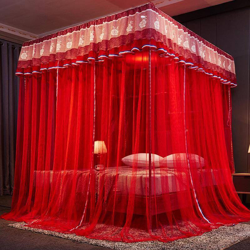 ￥三开门地落蚊帐1AC13.5m家风1.8床双人支架m用新款宿舍纹账