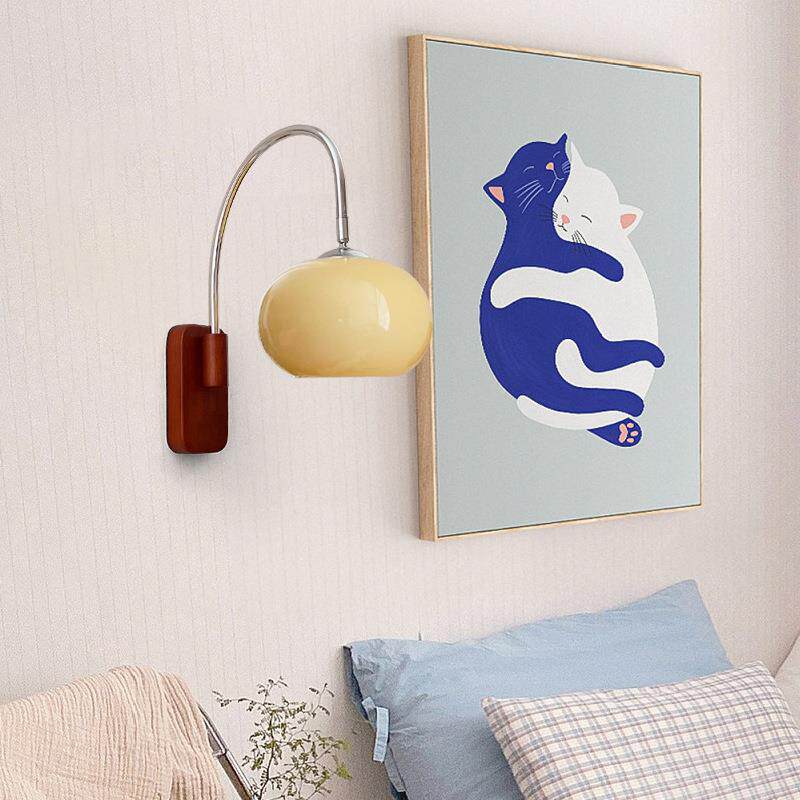 韩式复古玻璃饰宿壁灯中墙古实木灯氛围装民网红墙80645壁卧室床