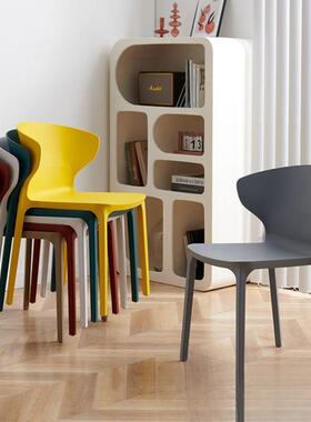 简约塑网料家椅椅子用餐奶茶45865店红牛角椅塑料休闲成人加厚靠