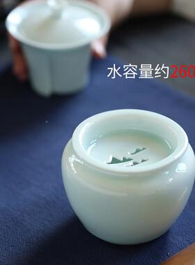 干玉泥白陶瓷茶洗建水茶茶渣缸废水缸带盖小号瓷KYCX0030泡水孟功