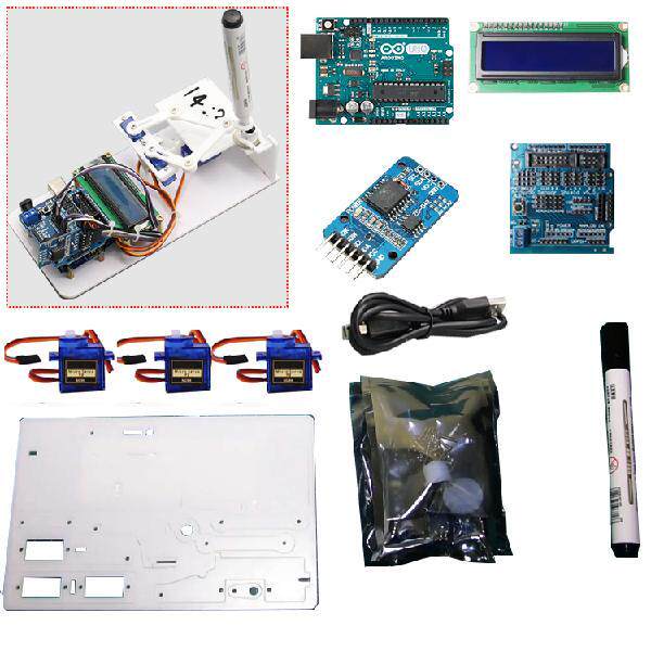 plotclock机械手小贱钟绘图写字机器人arduino套件创客