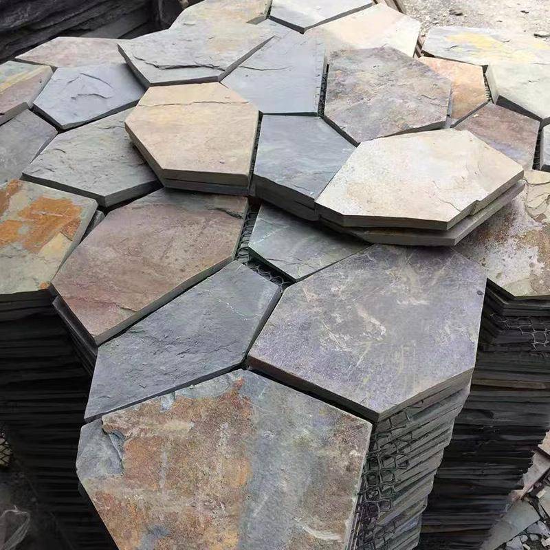 青石板冰边裂纹庭院不铺规则地石青碎拼文化石多形园林石45473板