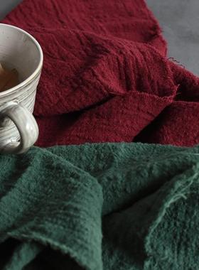 日式褶皱毛边餐布拍F96SHTT6洗餐巾水棉仿麻肌理感布美食摆摄影茶