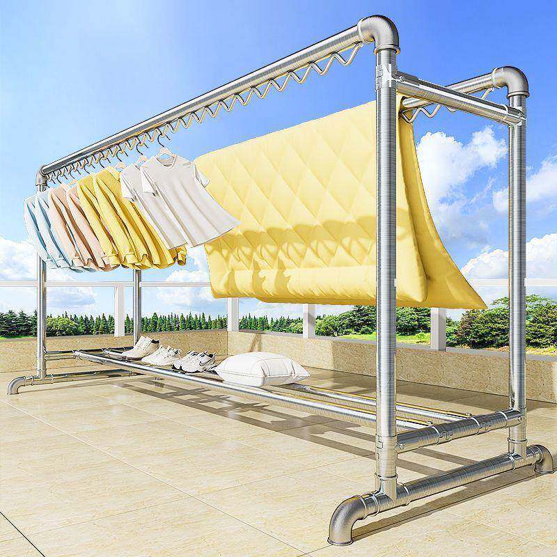 LMB晾衣架加粗镀锌钢管落家用阳台晾挂衣架户外易卧地室简水管衣