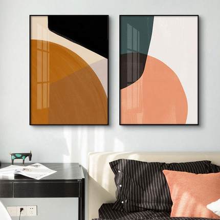 客厅装饰画几何抽象简沙约发背景墙挂画代轻走廊B-688奢玄现关餐