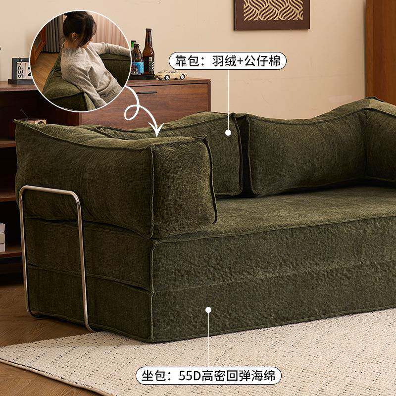 中古风两布沙发模块小户型客厅双三人直排复古折叠艺84996布丁沙