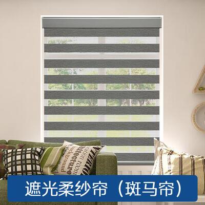 遮光柔斑马帘卷帘办帘室客厅卧公室遮阳隔热6561可电动遮光纱窗帘