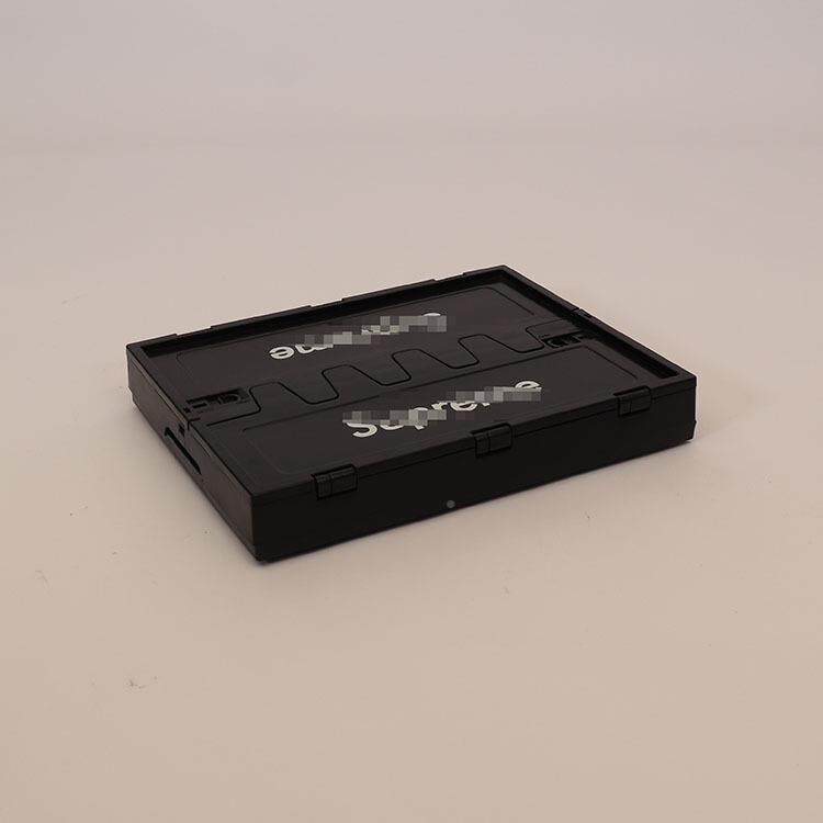 车黑色带盖塑料折叠箱可印IEBLGOO加厚折叠收纳箱子载折收纳叠塑