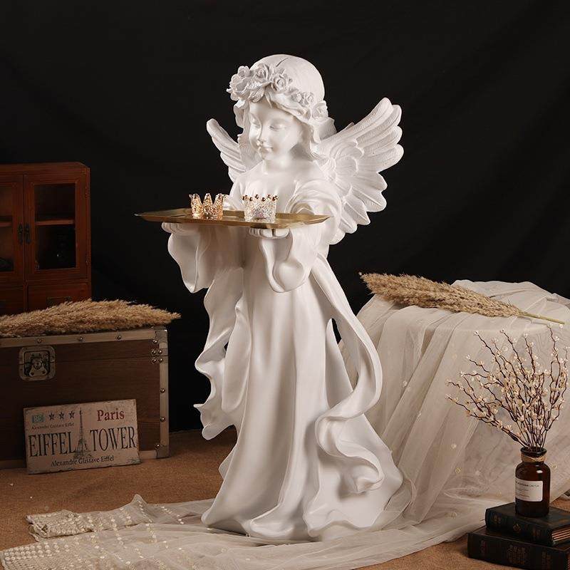 欧爱式丽丝女天使托盘少雕塑客厅匙玄关UKE钥收纳茶几装饰摆件创,家居饰品,落地摆件,淘宝优惠券,粉丝福利购,淘宝优惠卷