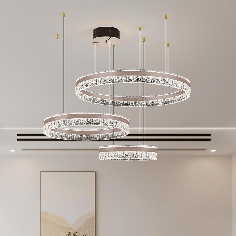 意式轻661奢吊灯客厅现灯代简约餐厅灯级高感创意圆圈环形吸顶圈