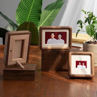 约创意实木结婚登记照6相3215框摆婚台寸六8证件纱照洗简照片做成