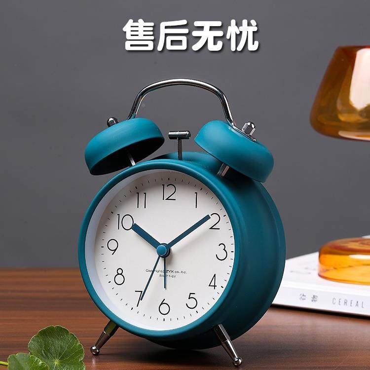 金属轻奢闹钟带学生用静音床头F96TT876钟卧书桌钟室大铃声懒人台