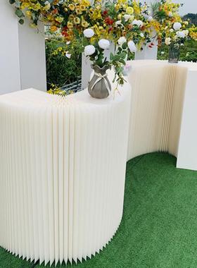 婚庆道摆具纸折质折ITU叠甜台鞋包纸柱台中品岛台罗马柱展示台陈