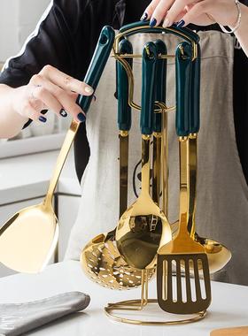 墨绿陶不厨锈钢厨具套瓷装厨房用具烹饪铲勺七件套墨绿色厨具礼品