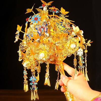 黄金LL953371色捧手花新娘结婚礼物diy团感扇闺新婚秀禾蜜送新婚