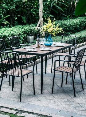 OJC铁户外艺塑木组合桌公椅子咖厅奶茶店阳台园庭院啡露天室外小