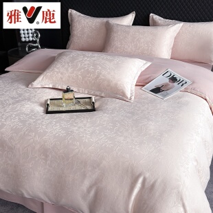 雅鹿金丝银线新款高奢宋锦缎大提花四件套双人床上用品F