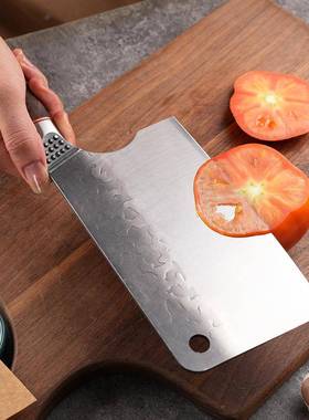 锻锤师纹不锈钢切刀片木柄防滑切肉切菜酒679店厨房家用料理打厨
