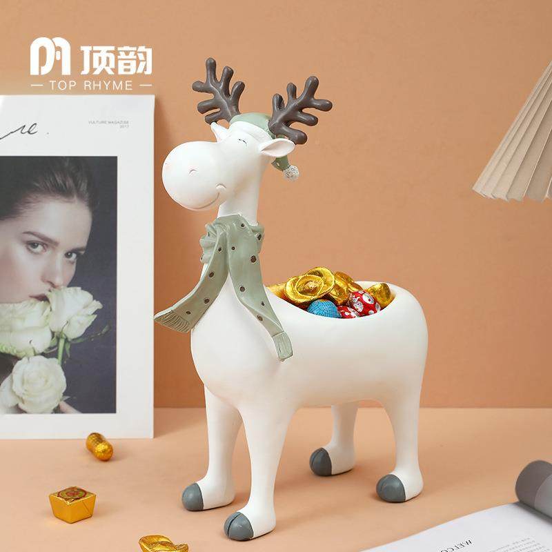 北欧X232001-风创麋鹿红酒摆瓶意架玄关居卧室家客厅树脂摆件艺术