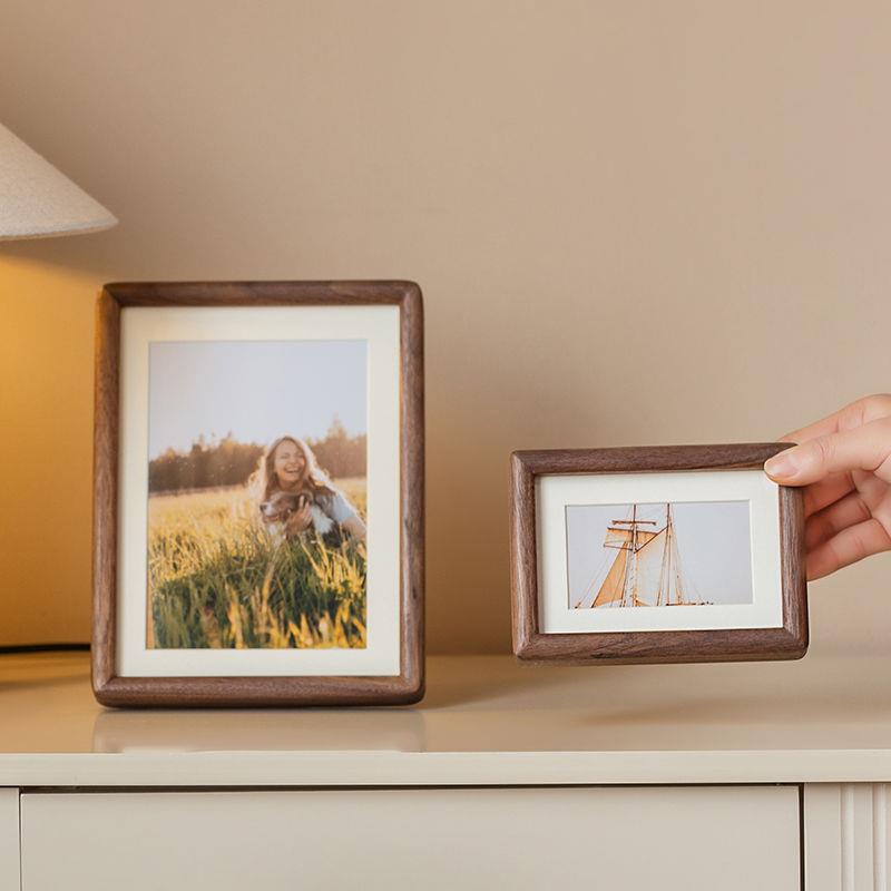 黑桃木榫卯圆胡角相摆台67雷承家纺框810寸照片做洗成画框实木厂