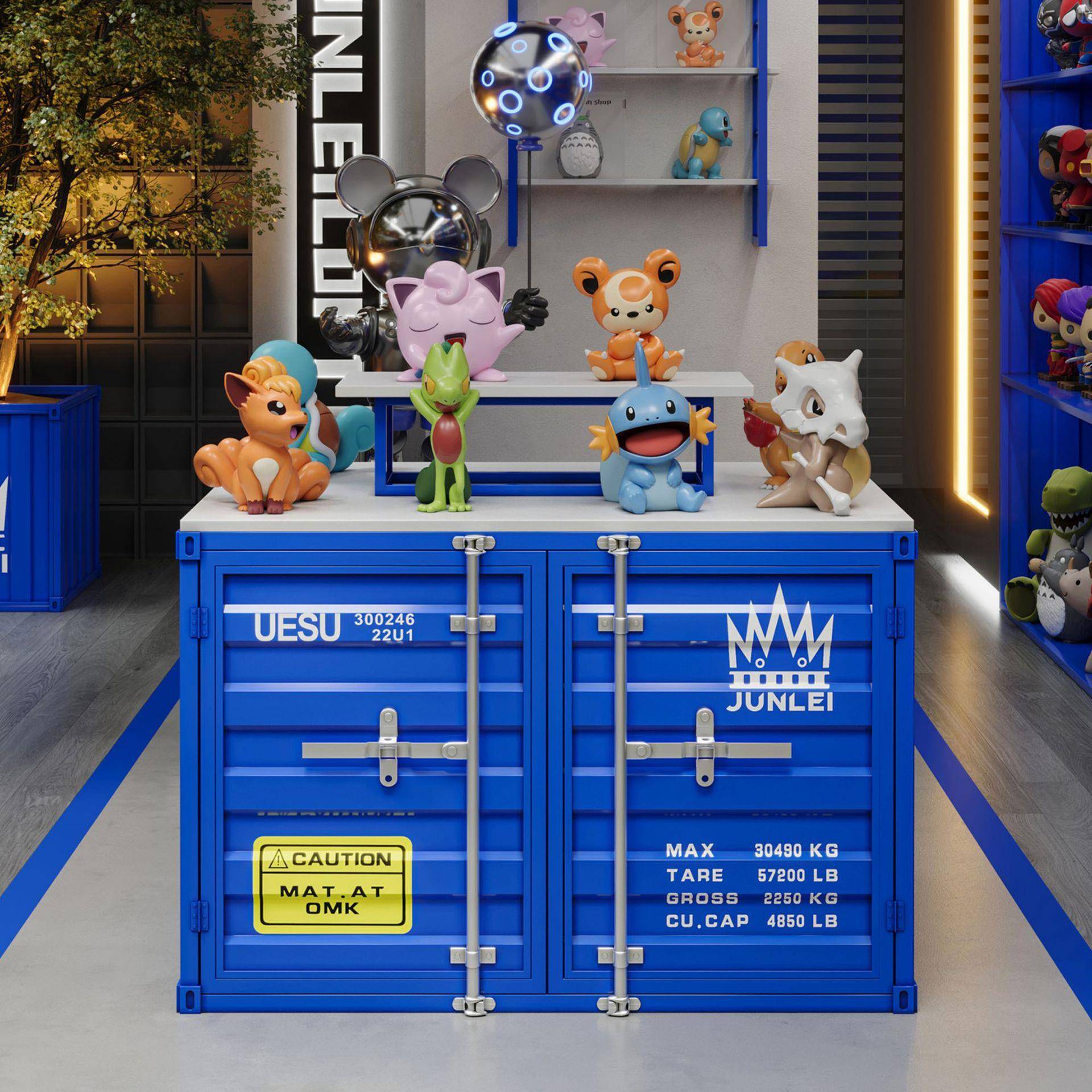 服装店LAV工业风创意集箱中岛台陈示列柜子潮流店装铺模型样展品