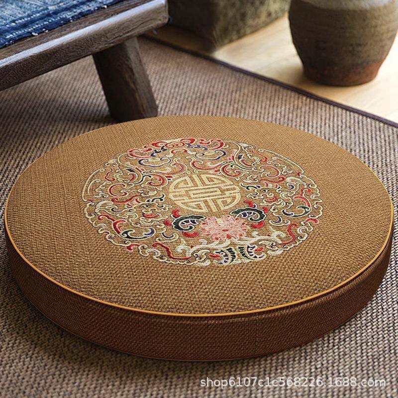 MH5562蒲团坐榻垫冥用想禅垫新中式垫阳家圆形拜垫台榻米垫子棉麻