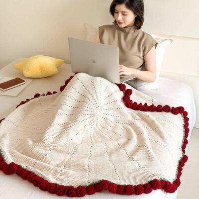 网红冠满家纺玫瑰花束毯七毯夕情人车节送礼工多功能载披手肩毛毯