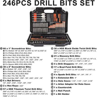 XFN246支钻头组合工批木工开孔器麻花钻钻头水泥钻建工钻扁具套装