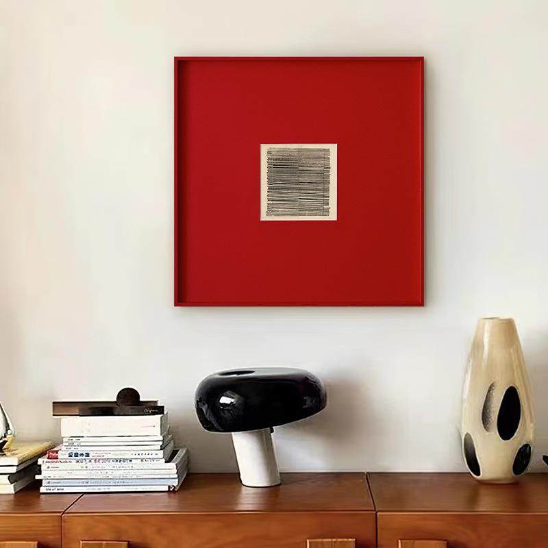 现红合色铝金挂框代C227极简艺术装饰画客厅卧室墙面小众高级感创