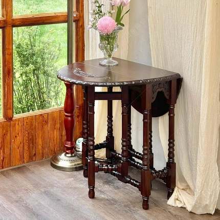 啡网红中古蝶桌法型式复古YSL23-07蝴折叠桌实木餐桌阳台客厅家用