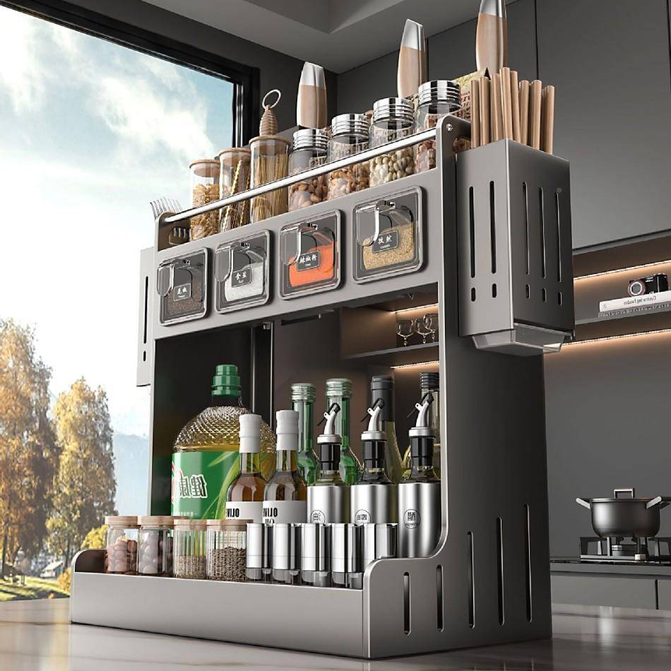 F989M887款厨房多功能家用新调料物置架子刀架台面调筷味品佐料厨