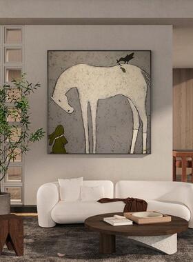 代轻奢法式白马EM-2585小图浪漫现艺客术厅玄关饰画背景墙壁方装