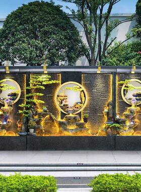 水幕假墙山水喷泉屏风隔断别墅WYF酒店公司鱼池摆景件观送礼装饰