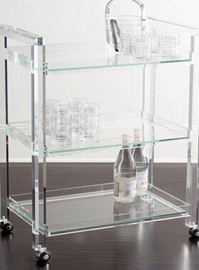 家用多层推餐车高级shbr360餐物边亚茶水车置架克力透明轻奢移动