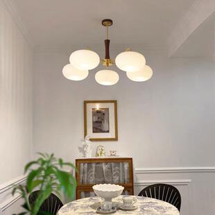 中客厅灯吊灯客厅主灯厅日式 奶油室古风622胡桃木复古卧餐吊灯北