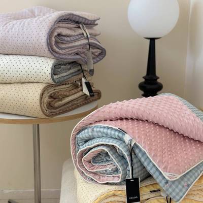 EL全INGA面棉双层纱B面豆豆绒春秋被学生宿单人C被加XL251016厚双