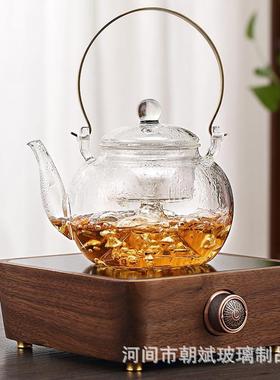 玻璃蒸煮茶壶高双茶茶漏硼硅星空沏LM65412提壶铜把梁壶玻璃围炉