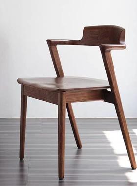 实木餐椅家用约舒美特椅38842书房简洽餐厅会议椅靠背扶谈手椅休