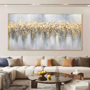 大芬油画村客厅纯手绘金玉象满堂抽装画现代轻奢沙发饰背24-074景