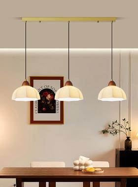 202新14487款中古风法式餐吊灯5中式胡桃木色山一厅字型玻璃罩吊