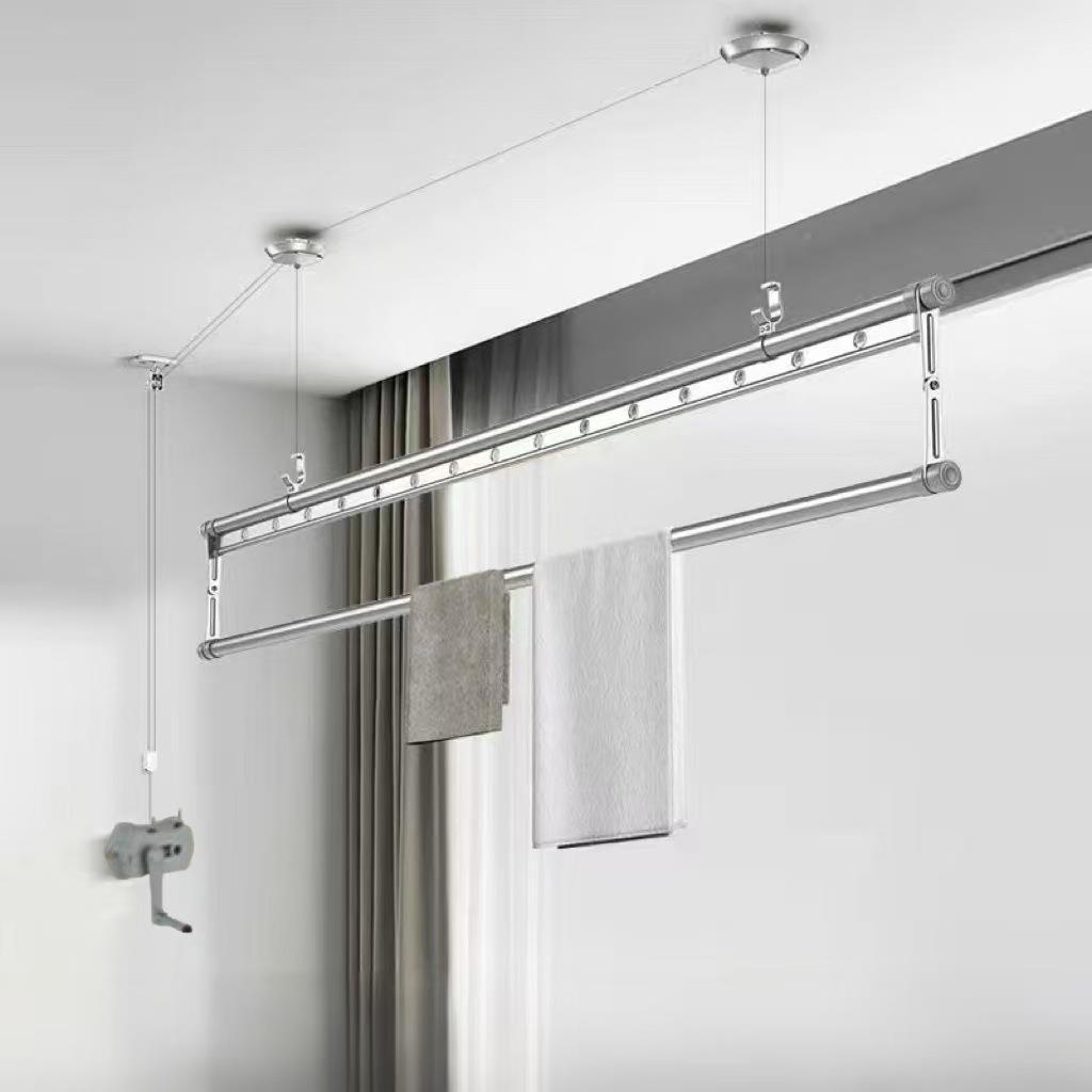 阳台晾衣架升降手摇单杆式批金389手动晾摇衣架上下杆手铝合晾衣