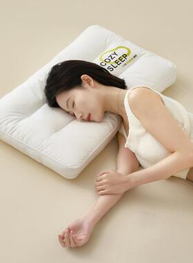 60支芯棉A类矮枕头家用薄款-60S全棉枕白色单人48*74c颈m护椎枕头