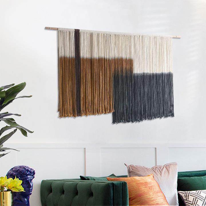 北欧风挂手工编织挂毯流景苏z388挂画卧室假放壁挂电壁表箱遮挡背