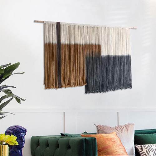 北欧风挂手工编织挂毯流景苏z388挂画卧室假放壁挂电壁表箱遮挡背